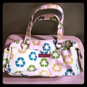 Natural Cotton Canvas Recycled print Purse Handbag
